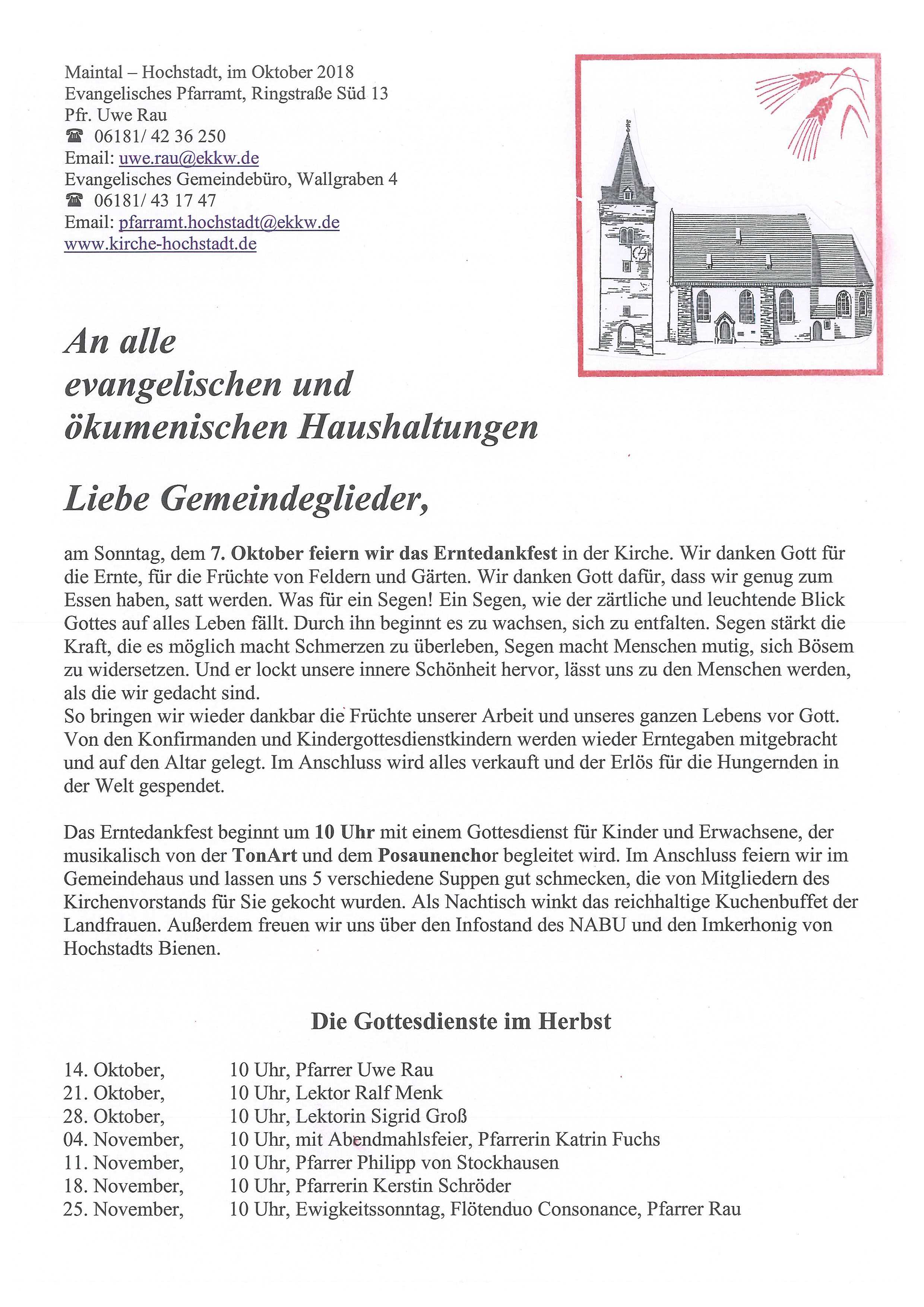 Gemeindebrief Erntedank 2018 Seite 1