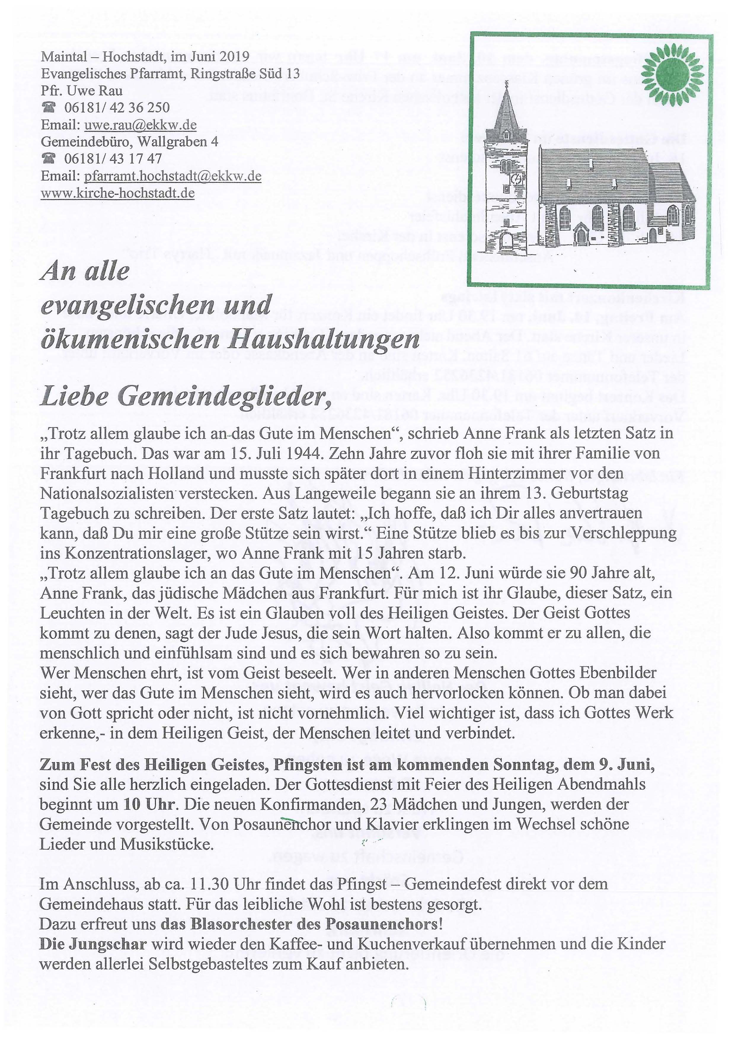 Gemeindebrief Pfingsten 2019 Seite 1