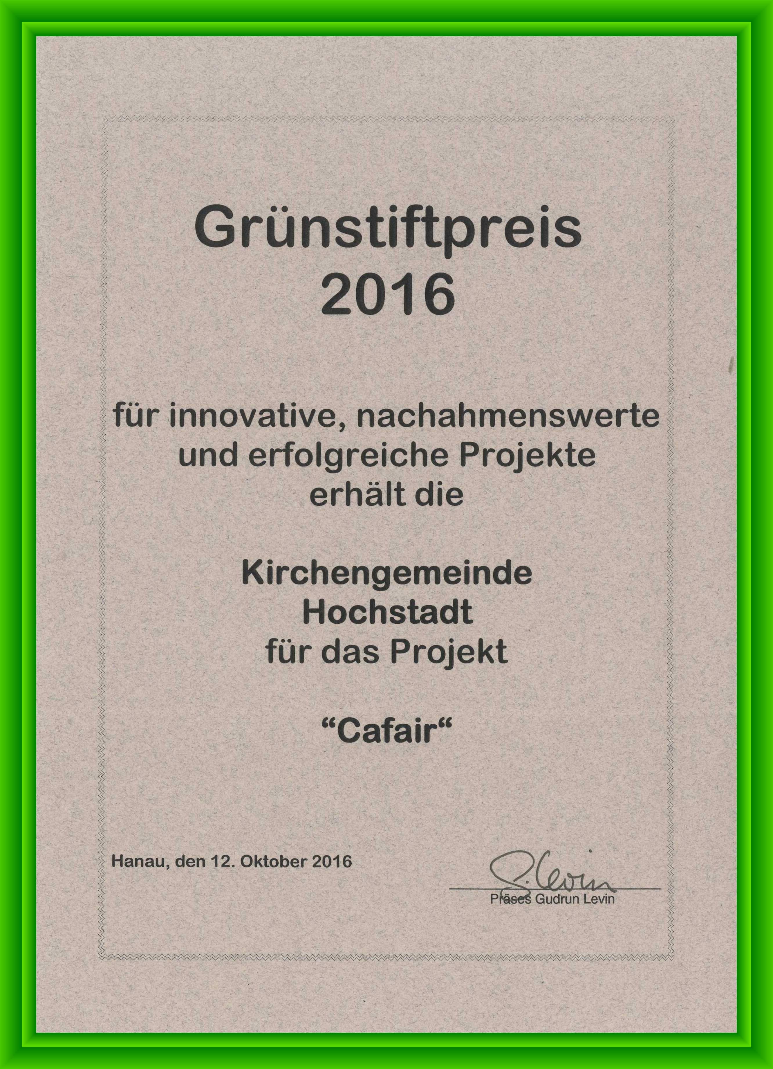 Gruenstiftpreis UrkundeGruen