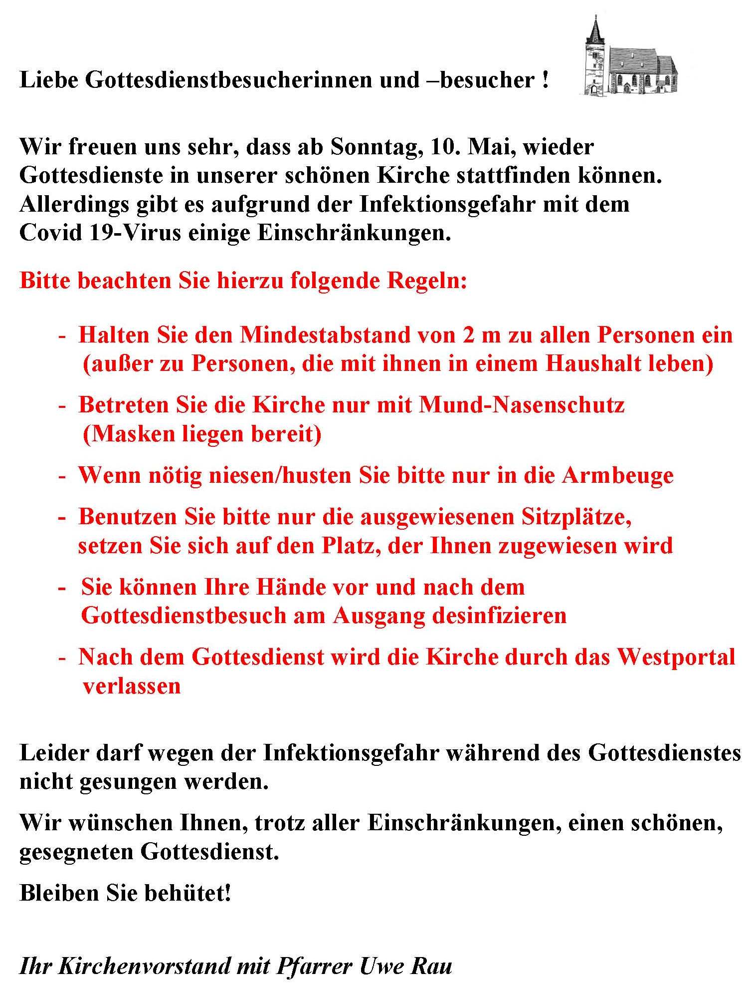 Hygienevorschriften Kirche a